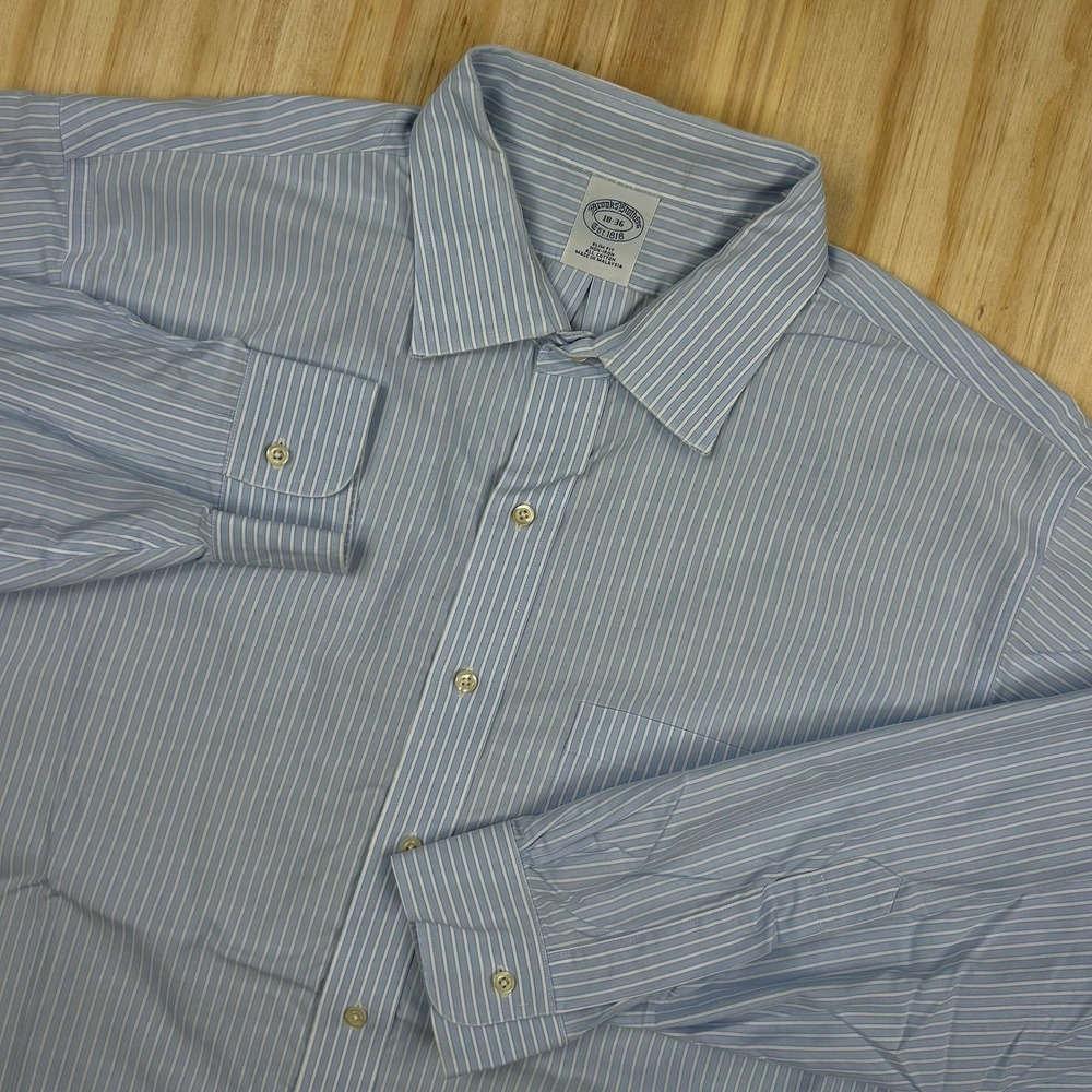 Brooks Brothers Regent 18-36 blue White Stripe‎ Long Sleeve Button Front Shirt